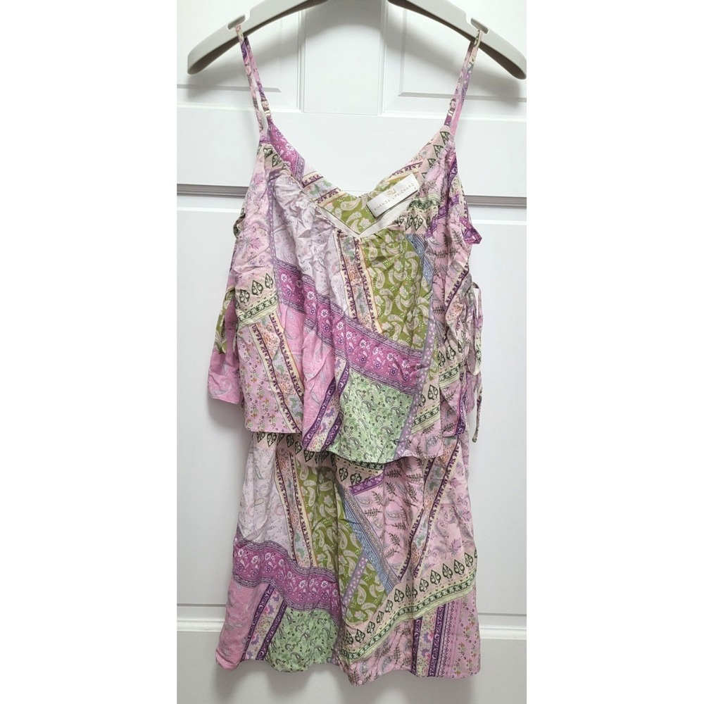 Amanda Uprichard Women's 100% Silk Paisley Print Tiered Mini Dress - Small